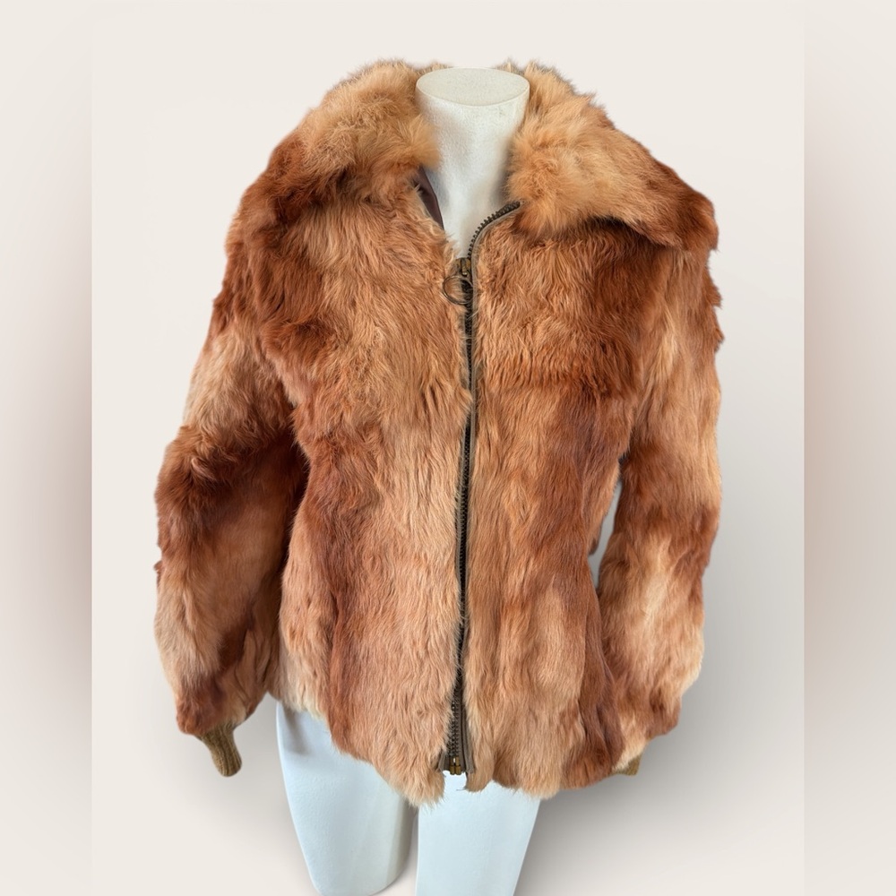 Women's Real Fur Jacket - Tan and Red